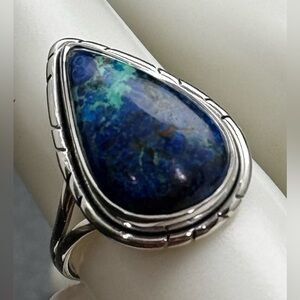 Stunning Blue Azurite Congo Ring in Sterling Silver
